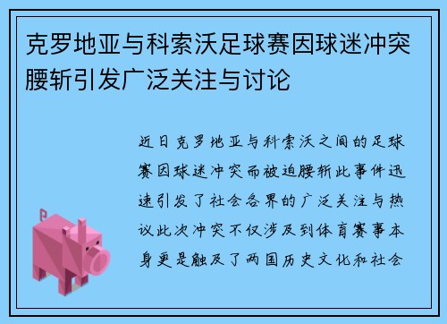 克罗地亚与科索沃足球赛因球迷冲突腰斩引发广泛关注与讨论